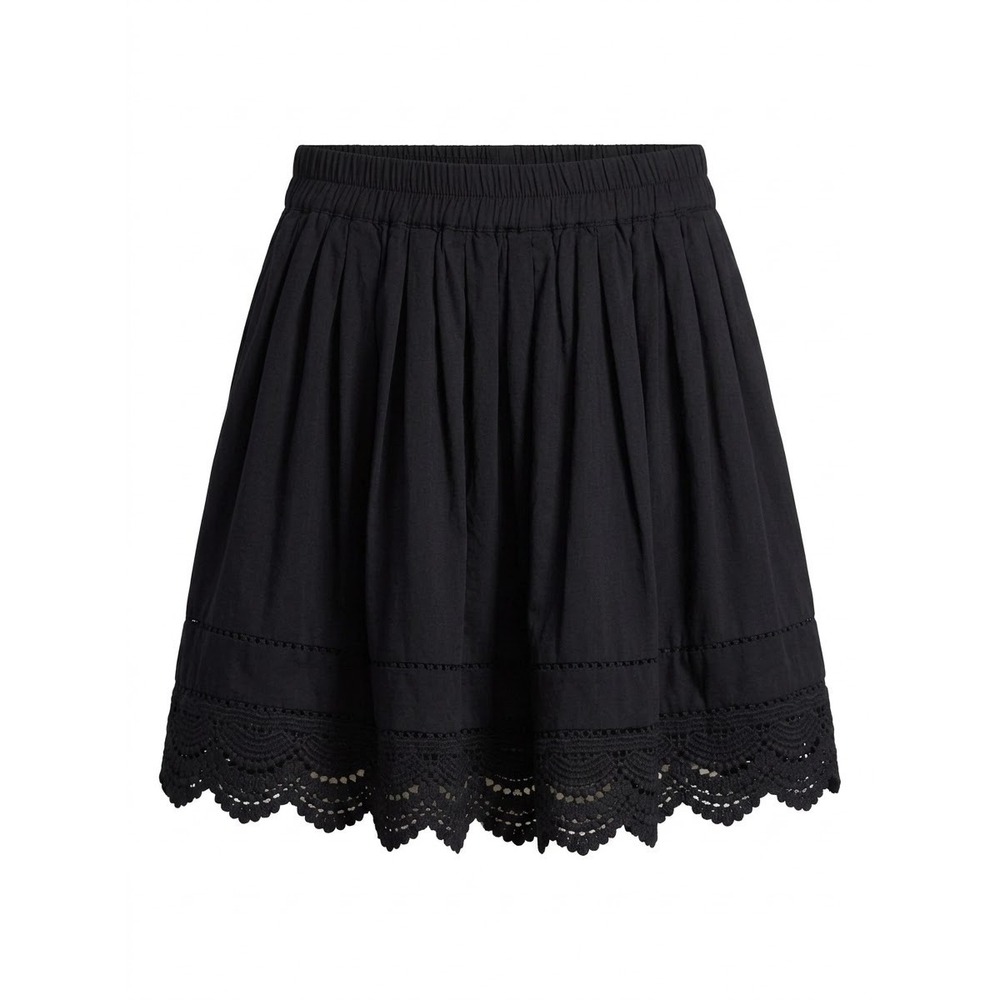 Aeropostale Mini Skirt Women XS Black Crochet Lace Trim Smocked Elastic Waist